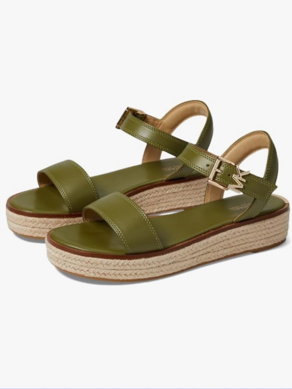 Michael Kors Olive Green Espadrille Platform Sandals W Size 8.5 with Ankle Strap